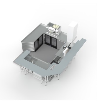 Bar en inox sur mesure intégrant des frigorifiques.