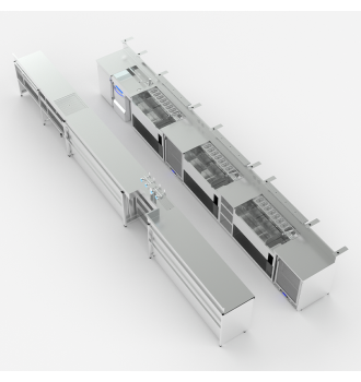 Double linéaire en inox composé de ses stations cocktails.