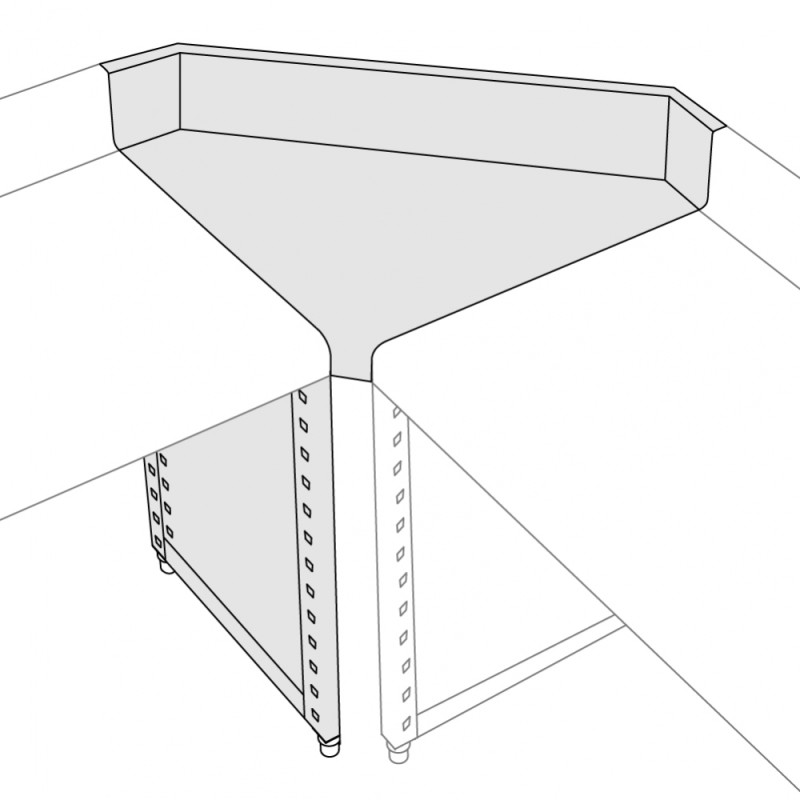 Plan de travail angle intérieur tronqué 15°