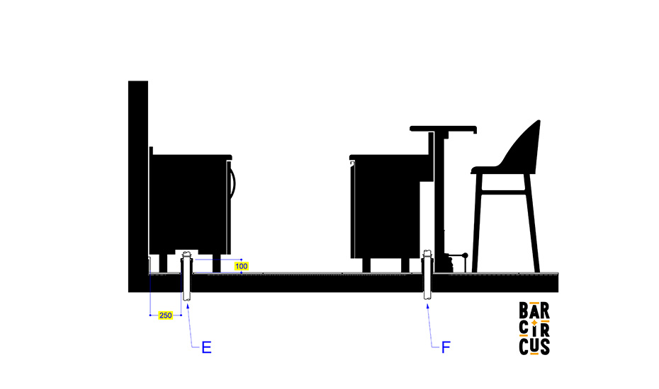 Schéma représentant la réalisation de dés béton avec manchons métalliques